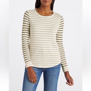 Stitch Fix Cream and Olive Striped Top